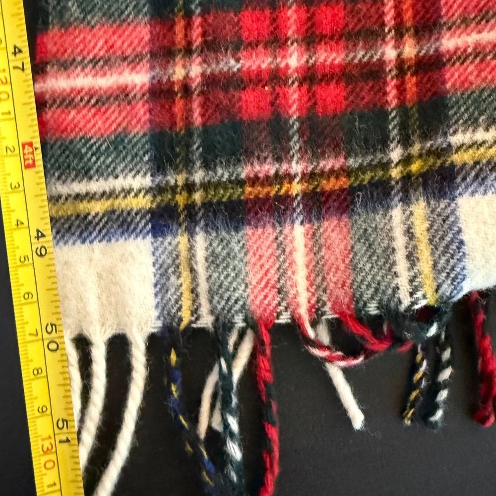 Vintage Lyle & Scott Scotland Dress Stewart Tartan Likely Cashmere Scarf Fringe
